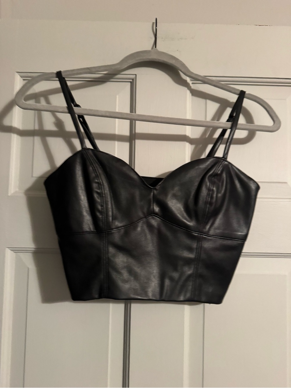 Forever 21 Black Faux Leather Bustier Crop Top